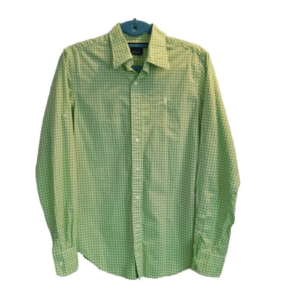 Ralph Lauren Golf - Spring Green Gingham Check Button Down Oxford Shirt Sz 4